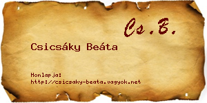 Csicsáky Beáta névjegykártya
