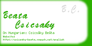 beata csicsaky business card